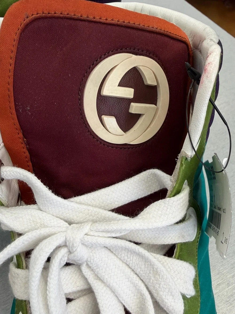 Gucci Multicolor High-Top Sneakers - Pink, Teal, Green, Orange, Black
